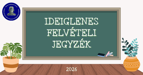 Ideiglenes felvételi jegyzék 2026-2027